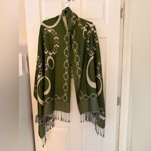 Reversible Shades of Green Wrap Shawl Silk+ Pashmina Circle ...pattern 


.